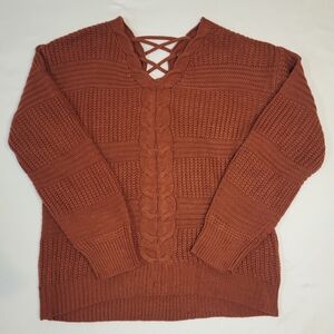 No Boundaries Rust Cable Knit Sweater